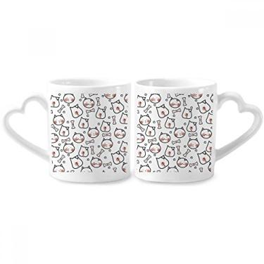 Imagem de Conjunto de canecas de porcelana para amantes de animais de estimação para gatos e cães com proteção de osso de cerâmica para amantes de coração