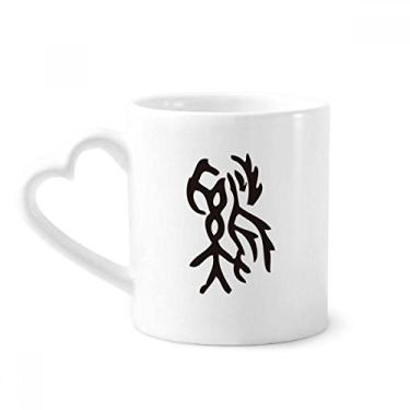 Imagem de Bones Inscriptions Caneca de galo do zodíaco chinês café cerâmica copo de coração de vidro