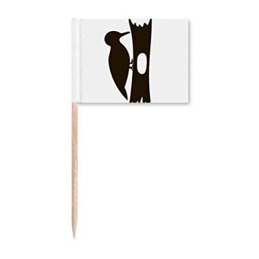 Imagem de Marcador de palito de dente com retrato de animal de madeira preta para decoração de festa