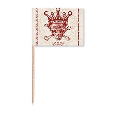 Imagem de Diamante coroa vermelha esqueleto cartão pôquer padrão palito bandeiras marcador decoração de festa