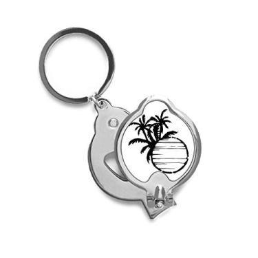 Imagem de Cortador de unhas Black Beach com contorno de coqueiro e tesoura de aço inoxidável