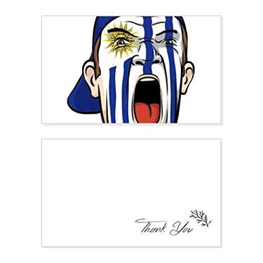 Imagem de Boné de cabeça de maquiagem facial bandeira do Uraguai cartão de agradecimento papel de aniversário saudação apreciação de casamento