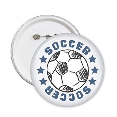 Imagem de Broche redondo de desenho de futebol futebol com emblema para decoração 5 peças