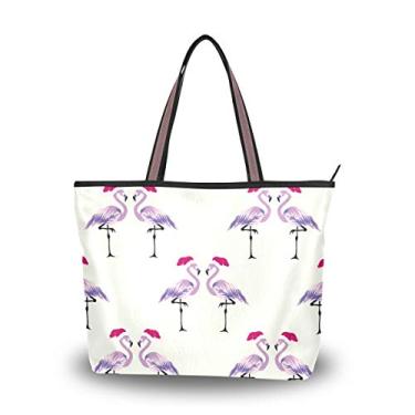Imagem de Linda bolsa de ombro de flamingos para mulheres, Multicolorido., Large