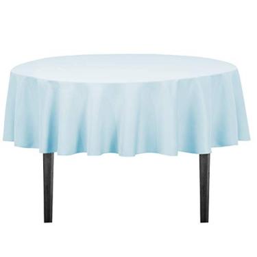 Imagem de LinenTablecloth Toalha de mesa redonda de poliéster 178 cm azul bebê