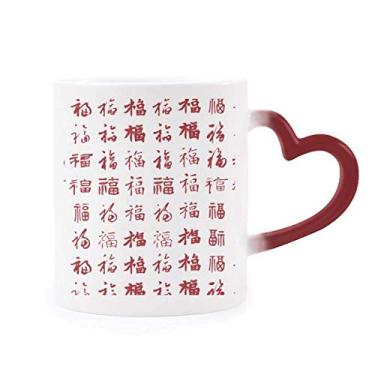 Imagem de Caneca China Fook Red Patriotism Harmony sensível ao calor Caneca vermelha muda de cor grés copo