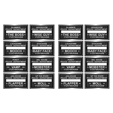 Imagem de Beistle Sinais divertidos para fotos de 16 peças em preto/branco, acessórios de festa dos anos 20, suprimentos de festa de mafiosos, adereços de cabine de fotos de gangster, 16,5 cm x 26,7 cm