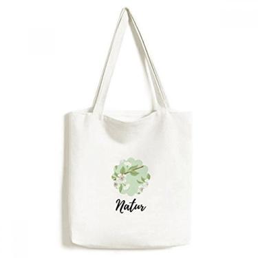 Imagem de Sacola de lona com flor de pêssego branco, bolsa de compras casual