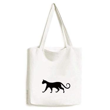 Imagem de Bolsa de lona charmosa para amantes de gatos pretos com desenho de animal, bolsa de compras casual