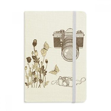 Imagem de Caderno com borboleta rosa da câmera, estilo agradável, capa dura de tecido, diário clássico