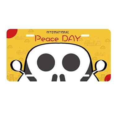 Imagem de DIYthinker Placa de licença Frank Black Skeleton Chat Happy Decoração de carro Dia da Paz