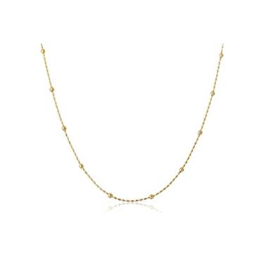 Imagem de Colar de Corrente com Bolinhas Douradas Folheado em Ouro 18k