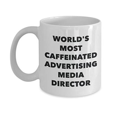 Imagem de Caneca de Diretor de Mídia de publicidade World's Most Caffeinated – Caneca de Café de Cacau com Chá Divertido – Ideia de Presente de Aniversário de Natal
