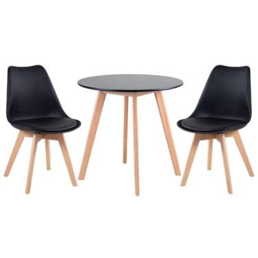 Imagem de Kit - Mesa De Jantar Leda 90 Cm Preto + 2 Cadeiras Estofadas Leda Preto