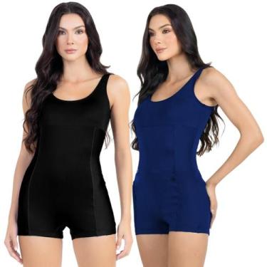 Imagem de Maiô Macaquinho Natação Hidroginástica Feminino Kit 2 Peças - HYPE MOD