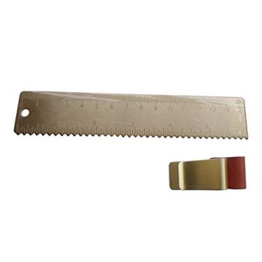 Imagem de Régua de metal pequena de 15 cm de latão para diário de balas com um suporte de caneta para cadernos, Gold Brass, 15.7 CM