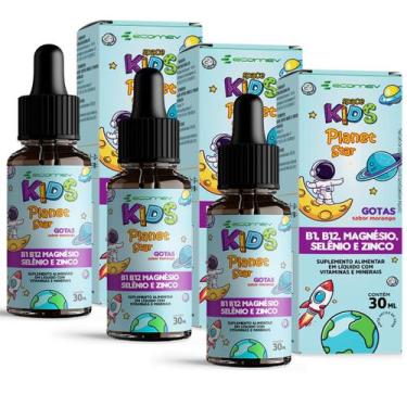 Imagem de Kit 3x Foco Kids Vitamina Infantil para Foco Em Gotas Morango 30ml Eco