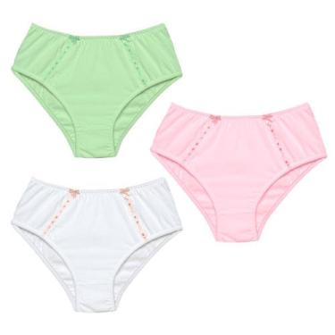 Imagem de 3 Calcinha Cintura Alta Luminate 2112 Renda Rosa Branco Verde, GG