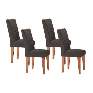 Imagem de Kit 4 Cadeiras de Cozinha Londrina 4 Un Imbuia/Linho Grafite - Rufato