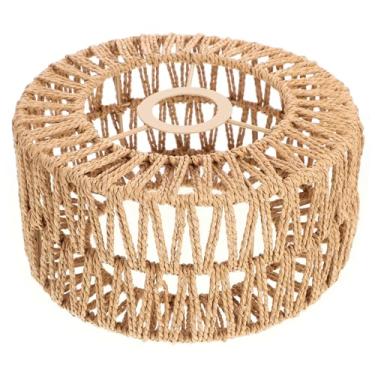 Imagem de Luxshiny Abajur De Vime, Cilíndrico Trançado, Estilo Boho, Substituição Capas Rústicas Para Luminárias Teto, Chão, Lustres Pendentes, Arandelas Parede 22 X 11 Cm