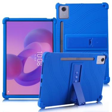 Imagem de ATOOZ Capa de silicone para Lenovo Idea Tab Pro de 12,7 polegadas 2025, capa de silicone para tablet Lenovo Idea Tab Pro (TB373FU) com suporte e suporte para caneta (azul)