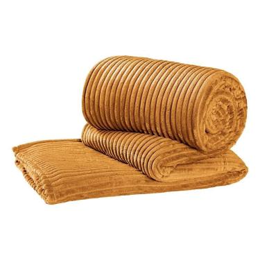 Imagem de Manta cobertor coberta microfibra everest queen - mostarda