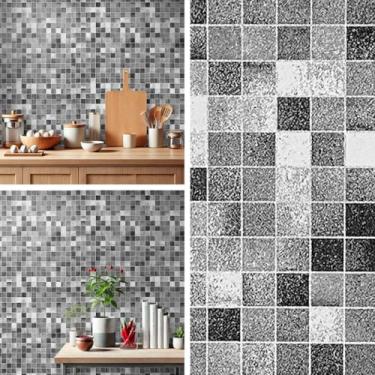 Imagem de Papel de Parede Adesivo Sala Quarto Ripas Madeira Clara Lisa Autocolante 5m x 45cm. (Pastilha Cinza)