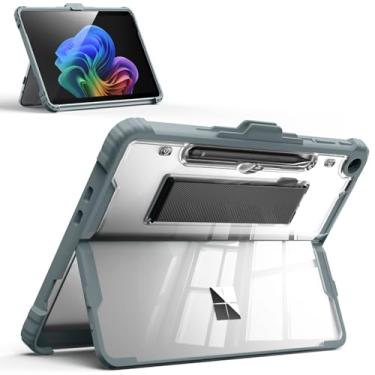 Imagem de MoKo Capa para Microsoft Surface Pro 12 polegadas 2025, capa protetora transparente resistente multifuncional com suporte multiângulo, suporte para caneta e alça de mão, compatível com teclado tipo