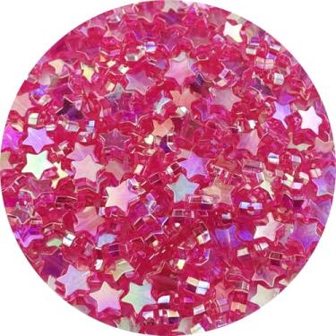 Imagem de Tingoons 450 peças de contas de acrílico em forma de estrela AB cores soltas contas espaçadoras de pônei com orifício para fazer joias, colar, brinco, chaveiros, projetos DIY (Rose AB)