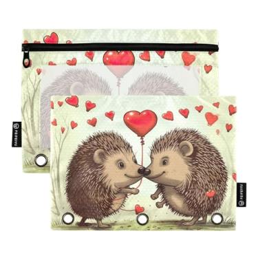 Imagem de Wassud Cute Hedgehogs, pacote com 2, pastas de fichário, pastas de bolso com 3 furos, pasta organizadora para casa, escritório