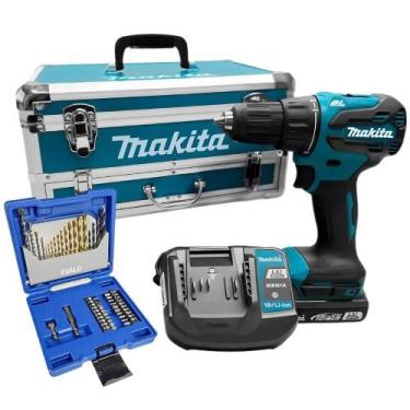 Imagem de Parafusadeira de Impacto 65nm com Carregador Bateria e Kit 96 Peças MA