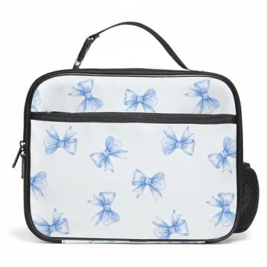 Imagem de Lancheira grande, lancheira reutilizável isolada com suporte para garrafa de água, portátil, impermeável, à prova de vazamento, lancheira fofa para piquenique escolar, viagem de volta às aulas (laço