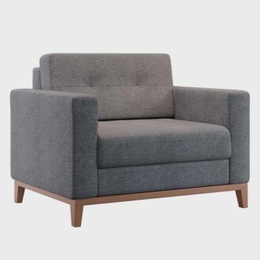 Imagem de Poltrona Estofada Living Em Tecido Linho Para Sala