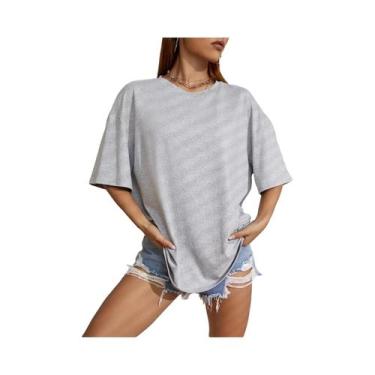 Imagem de Camiseta Feminina De Algodão De Manga Curta Em Cor Sólida, Respirável,