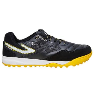 Imagem de Chuteira Society Topper Dominator Pro Couro Grama Sintética, Preto, Am