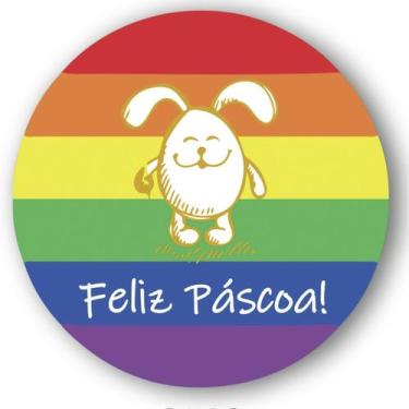 Imagem de Adesivo "Feliz Páscoa Arco-Iris" - Ref.2142 - Hot Stamping - 30 unidad
