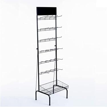 Imagem de Expositor para encartelados, condimentos, alhos, chás e salgadinhos com 24 ganchos e 1 cesto (Preto)