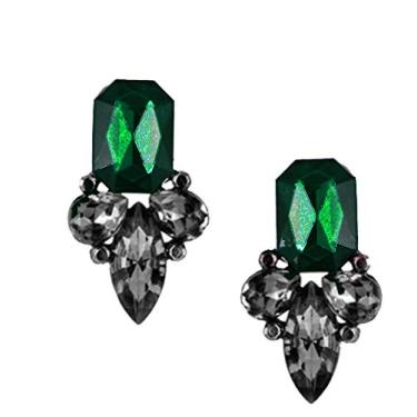 Imagem de Brincos de festa de casamento Art Deco estilo vintage antigo verde esmeralda strass madrinha de casamento