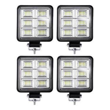 Imagem de Kit 4 Farol Milha Auxiliar 48led 144w 9v36v Quadrado Offroad - Briwax