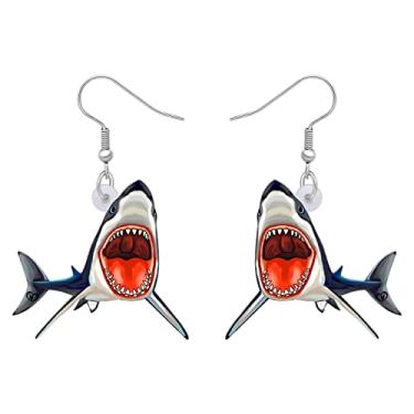 Imagem de LONYOO Brincos de tubarão de anime de acrílico pendurados joias de tubarão fofo para meninas mulheres animais do oceano presentes, Acrílico, Sem pedra preciosa