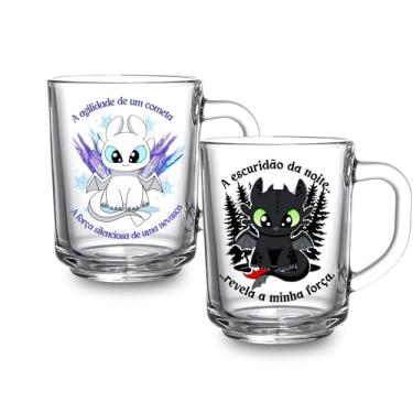 Imagem de Jogo 2 Canecas Geek 225ml Estampada Frase Banguela Fúria da Luz E Fúria da Noite Presente Café Chá