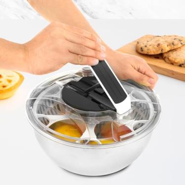 Imagem de Cortador de salada, centrifugador de salada de aço inoxidável de 3,7 litros, máquina de lavar secadora de vegetais grande com uma mão, desidratador de salada com tampa e base antiderrapante, lavadora