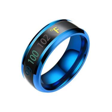 Imagem de Moda nova física inteligente temperatura casal anel de exibição de hum