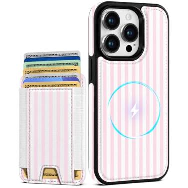 Imagem de Shorogyt Capa carteira para iPhone 13 Pro Max – Serve para 7 cartões, compatível com Magsafe Suporte magnético destacável para cartão de crédito de couro bonito capa de telefone feminina meninas para