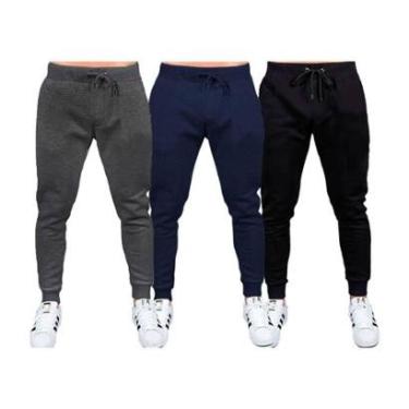 Imagem de Kit 3 Calças Moletom Masculinas Lisas Benellys-Masculino