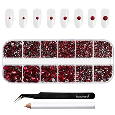 Imagem de Beadsland Rhinestones for Makeup,8 sizes 2500pcs Dark Red Flatback Rhinestones Face Gems for Nails Crafts with Tweezers and Wax Pencil,Dark Siam,SS4-SS30