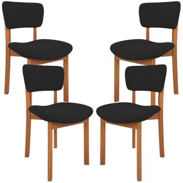 Imagem de Kit 04 Cadeiras Para Sala De Jantar Cozinha Living Estofada Dara L02 Suede Preto - Lyam Decor