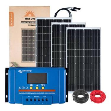 Imagem de Kit Energia Solar 3 Un Placa Solar 12v Controlador 30a Cabos - Wehawk