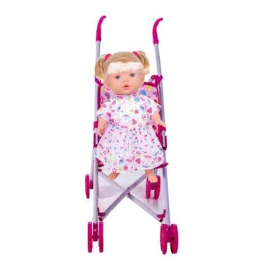 Imagem de Boneca Marcelle Reborn Loira Fala 60 Frases e Carrinho Rosa - Milk Bri
