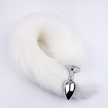 Imagem de XfeyaSri Plug Anale Metal SM Fox Tail Butt, Tail Plug Backyard Plug, Raposa Brinquedos Adultos Brinquedos Sexuais (branco)